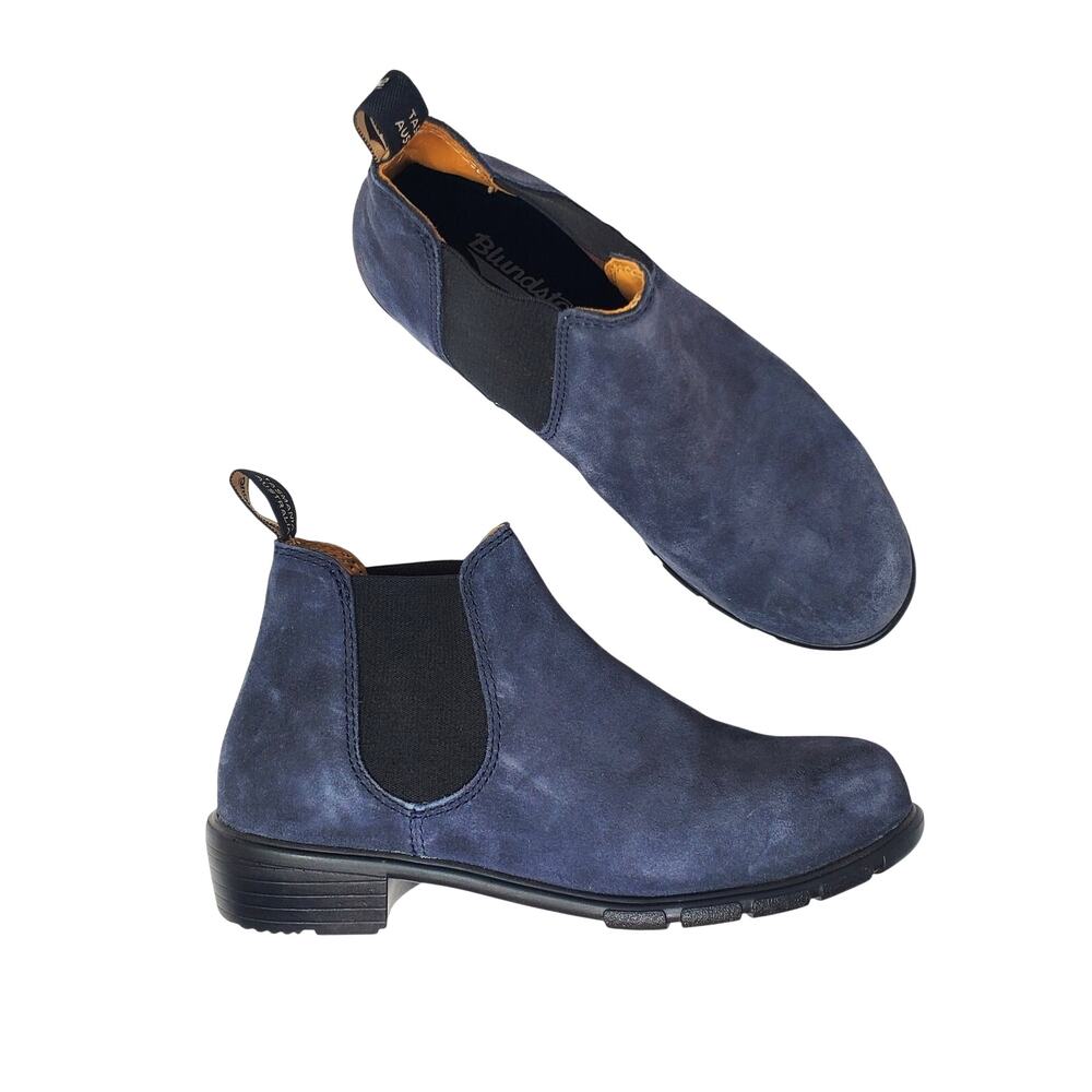 Blundstone 1975 Chelsea Ankle Boots Slip On Leather Navy Blue Nubuck Size 8.5